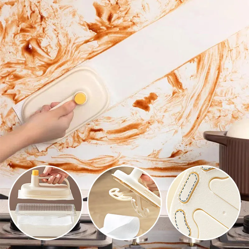 Cleaning tools on a white surface showcasing modern minimalist utility